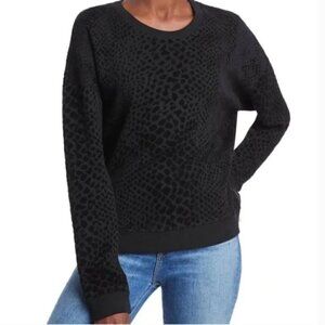 Rails M Marlo Flocked Cobra Print Boxy Pullover Double Side Zip Sweatshirt 49G